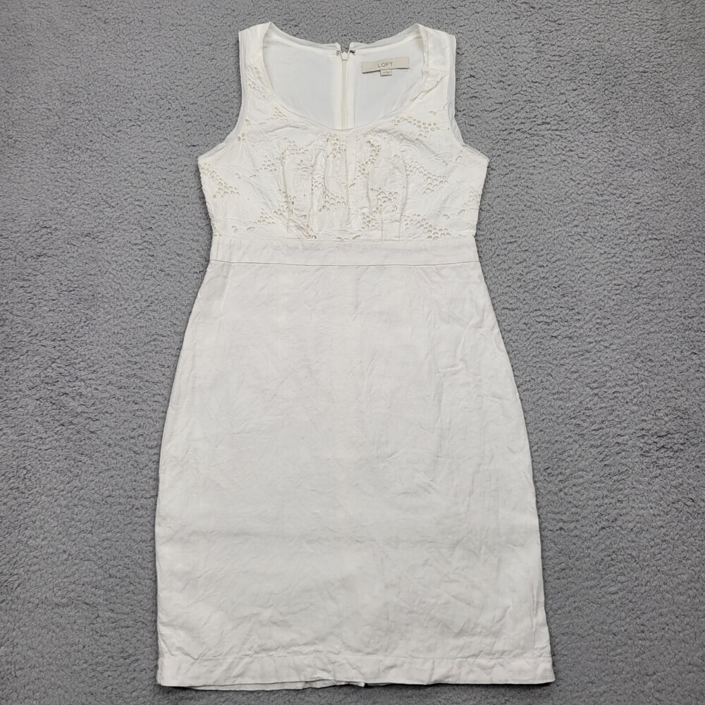 Ann Taylor Loft Dress Womens ' 00 Off White Cream Sleeveless Pencil